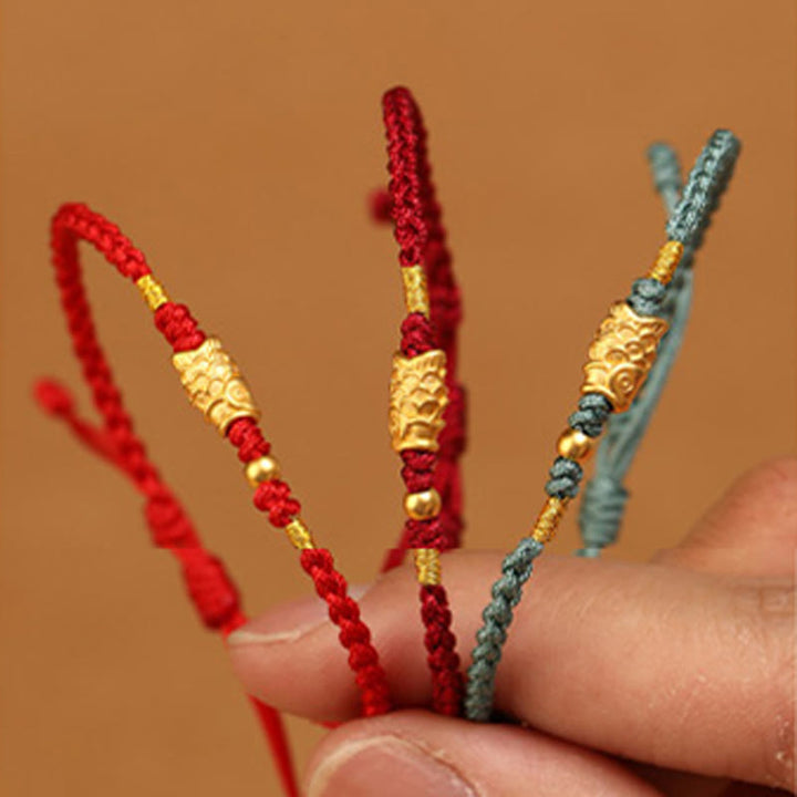 Buddha Stones 999 Gold Glücksschutz Koi Fisch Handgefertigtes geflochtenes Schnurarmband - image 13