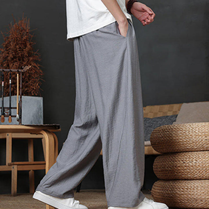 Buddha Stones Lässige, einfarbige Herrenhose mit Kordelzug und Taschen