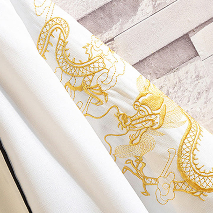 Buddha Stones -Stickerei, Drache, Phönix, Glücksbringer, Wolken, Wellen, Blätter, Kraniche, offene Vorderseite, Jacke, Herren-Kimono - image 22