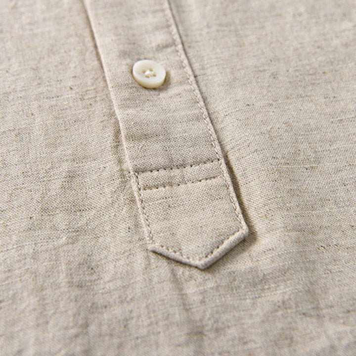 Buddha Stones Sommer-Hemd aus Baumwolle und Leinen für Herren mit halben Knöpfen und kurzen Ärmeln - image 5