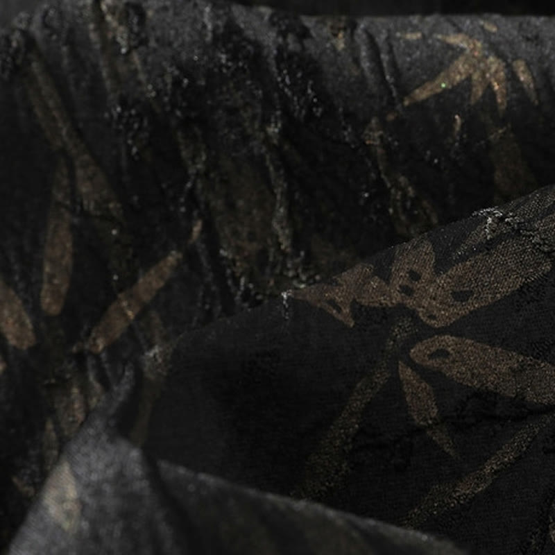 Buddha Stones Sommer Golden Bamboo Jacquard Herren Halbarm Leinenhemd - image 7