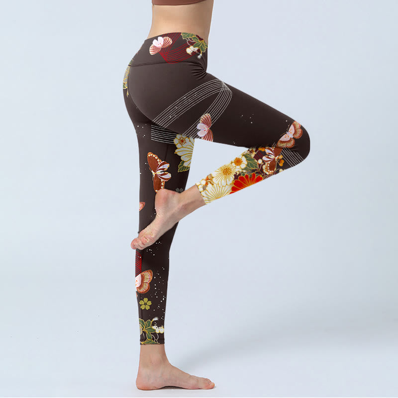 Buddha Stones Blumen Schmetterling Muster Druck Gym Leggings Damen Yoga Hose - image 4