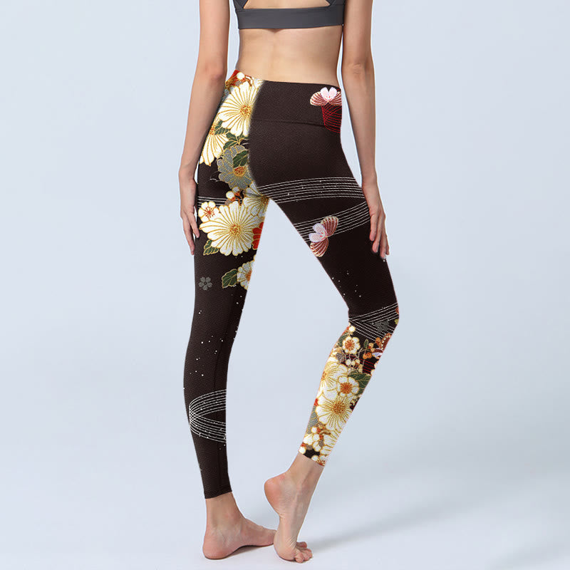 Buddha Stones Blumen Schmetterling Muster Druck Gym Leggings Damen Yoga Hose - image 4