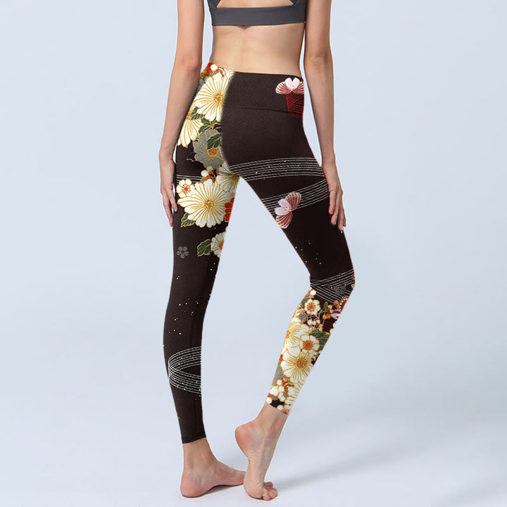 Buddha Stones Blumen Schmetterling Muster Druck Gym Leggings Damen Yoga Hose - image 4
