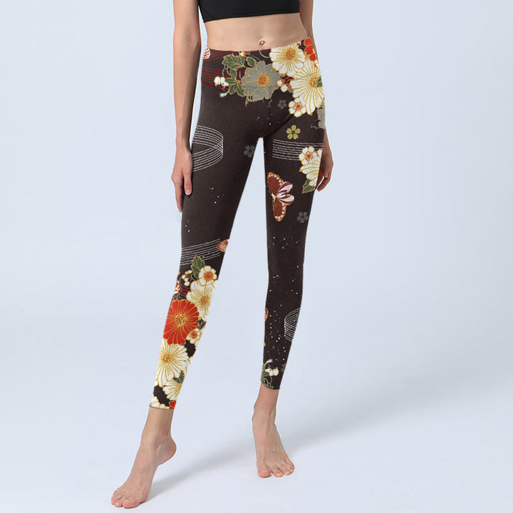 Buddha Stones Blumen Schmetterling Muster Druck Gym Leggings Damen Yoga Hose - image 5