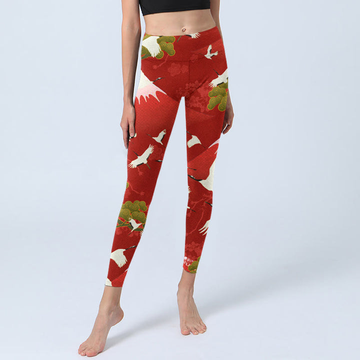 Buddha Stones Kranich Mount Fuji Kiefer Baum Muster Druck Gym Leggings Frauen Yoga Hosen - image 5