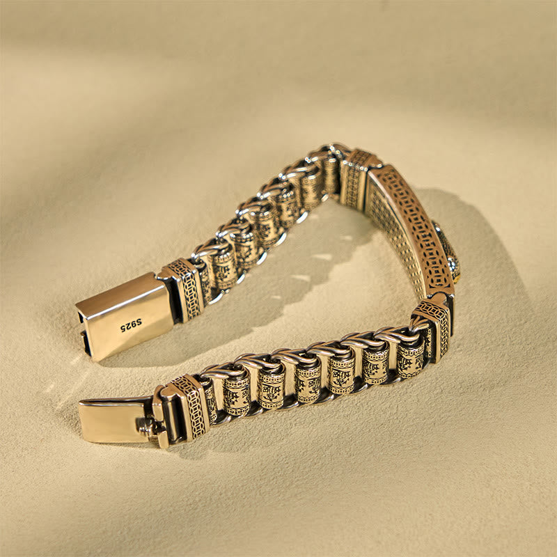 Buddha Stones, tibetische Kupferschnalle, Gebetsrad, Herz-Sutra, Pi Xiu, Metallarmband