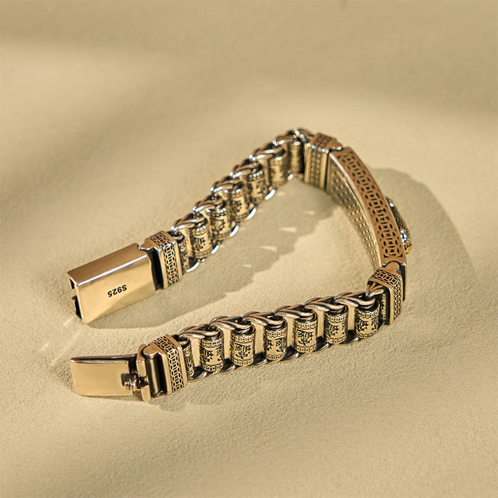 Buddha Stones, tibetische Kupferschnalle, Gebetsrad, Herz-Sutra, Pi Xiu, Metallarmband