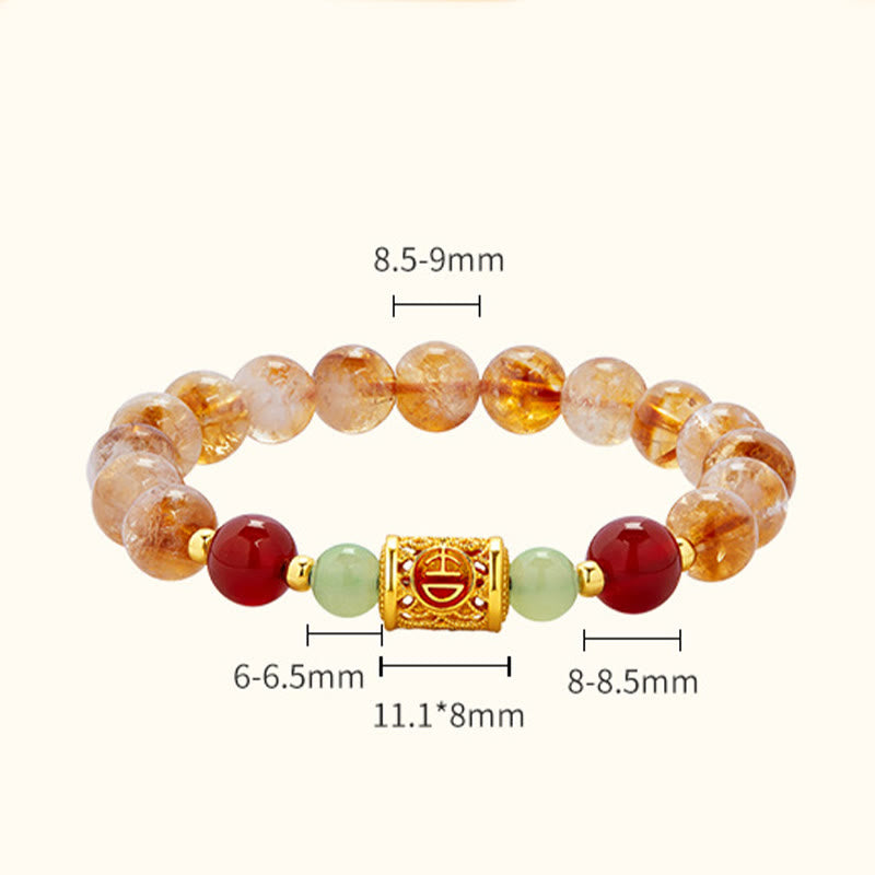 Buddha Stones 999 Sterling Silber Natürlicher Citrin Roter Achat Hetian Jade Perlen Schutzarmband - image 4