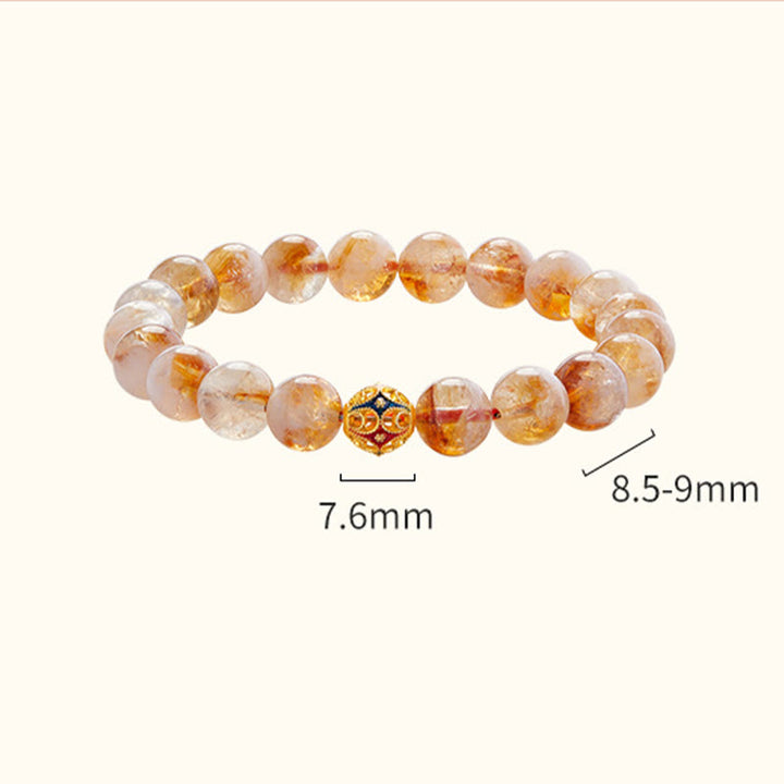 Buddha Stones 999 Sterling Silber Natürlicher Citrin Blumenkugeln Perlen Schutzarmband