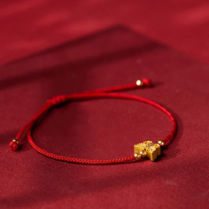 Buddha Stones 999 Sterling Silber Schmetterling Rote Schnur Stärke Armband