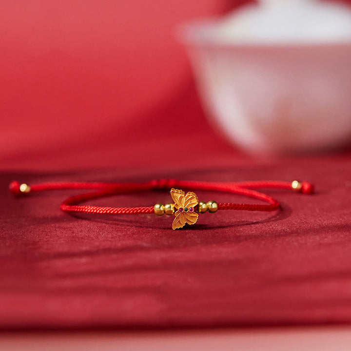 Buddha Stones 999 Sterling Silber Schmetterling Rote Schnur Stärke Armband