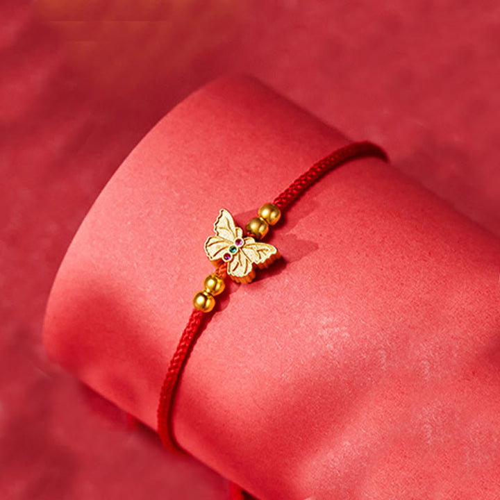 Buddha Stones 999 Sterling Silber Schmetterling Rote Schnur Stärke Armband - image 4