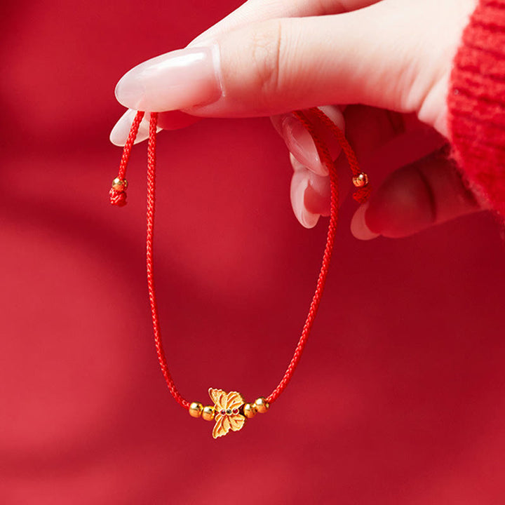 Buddha Stones 999 Sterling Silber Schmetterling Rote Schnur Stärke Armband - image 3