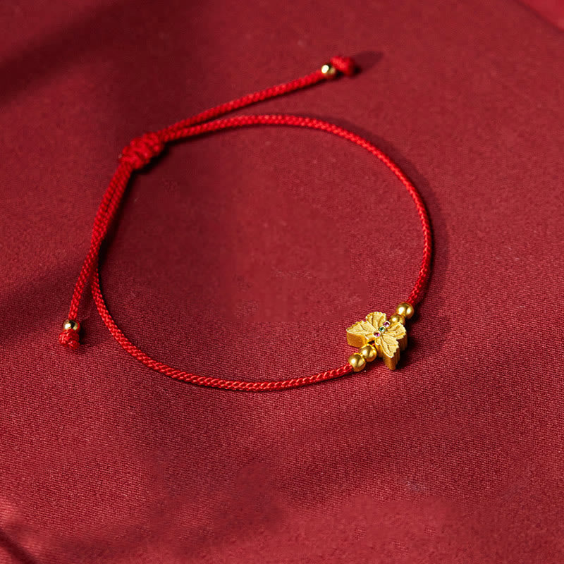 Buddha Stones 999 Sterling Silber Schmetterling Rote Schnur Stärke Armband - image 2