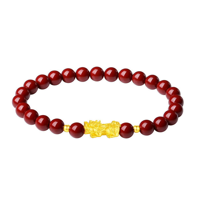 Buddha Stones 999 Gold 5D Hartgold Zinnober PiXiu Calm Armband