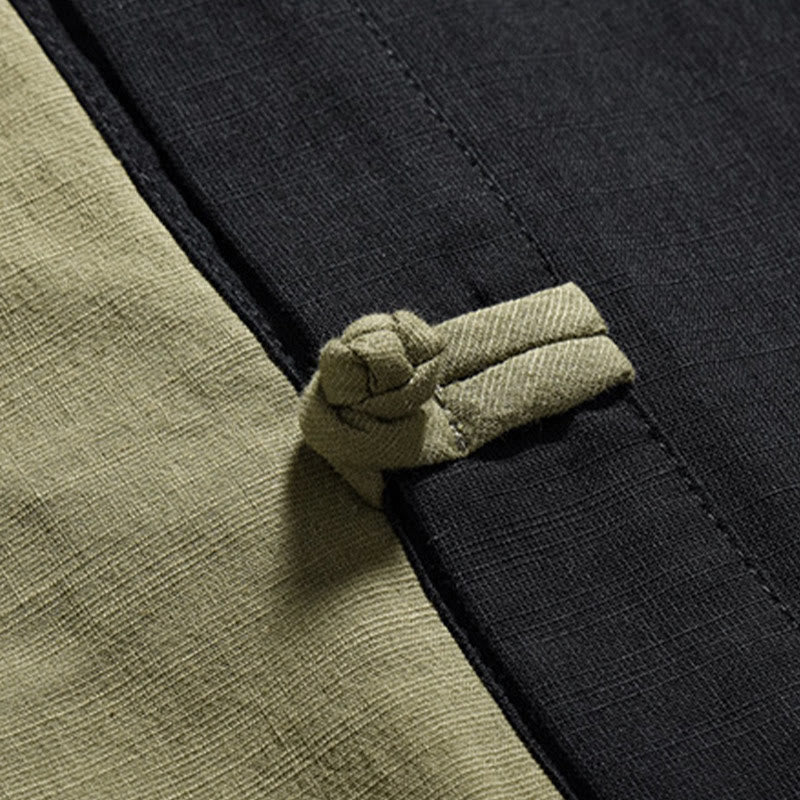 Buddha Stones Lässiges, farblich passendes chinesisches Tang-Anzug-Hemd aus Baumwolle und Leinen mit halben Ärmeln - image 28