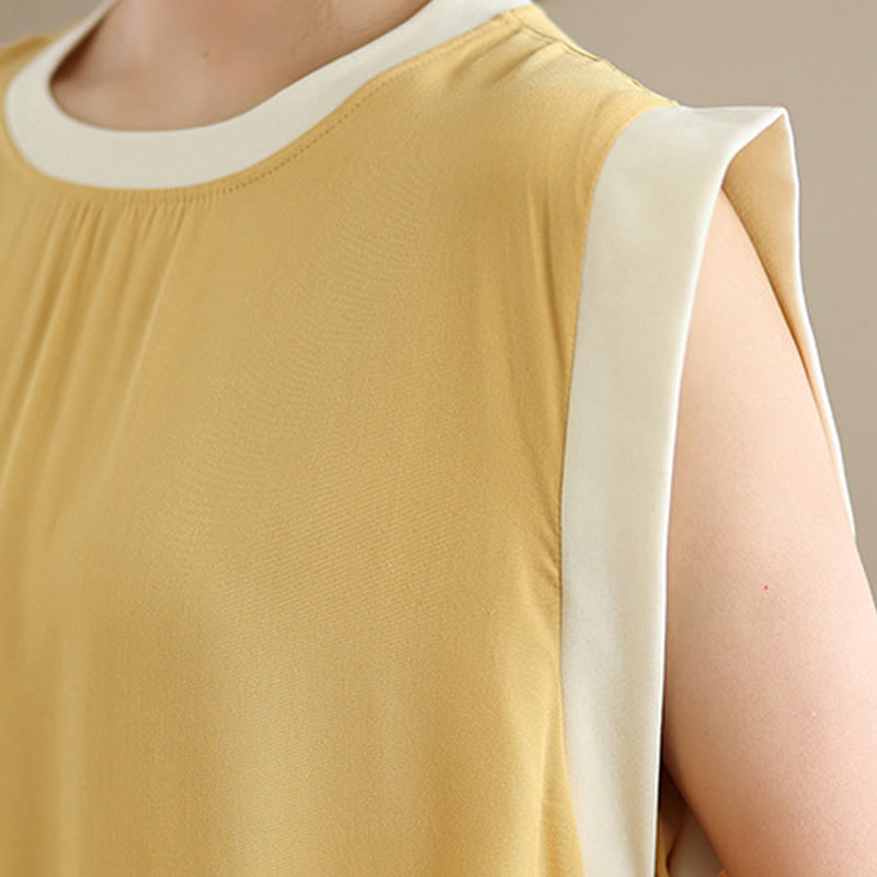 Buddha Stones – Ärmelloses Midikleid aus Baumwolle mit Schlitzdesign und Taschen in reiner Farbe - image 32