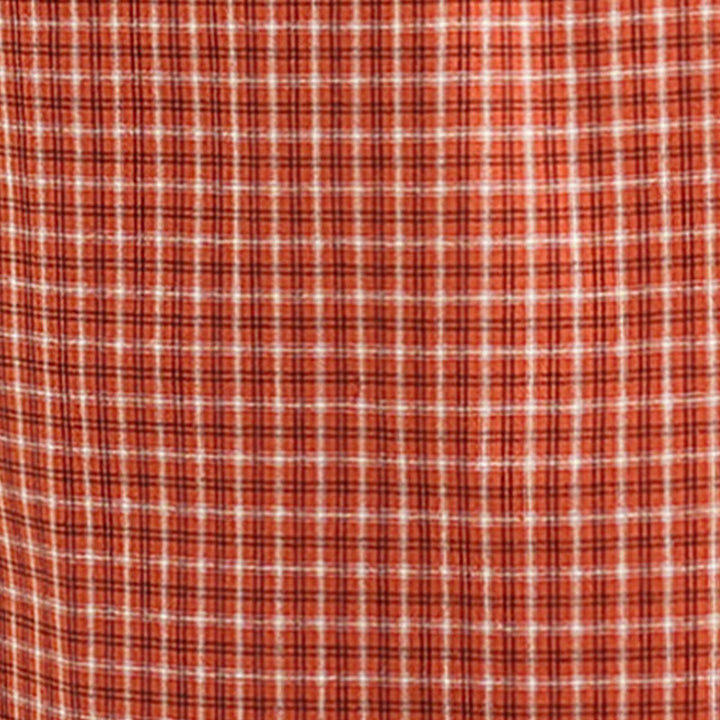 Buddha Stones Commute Plaid Pattern Einfaches Design Kurzarm-Midikleid aus Baumwolle und Leinen mit Taschen - image 10