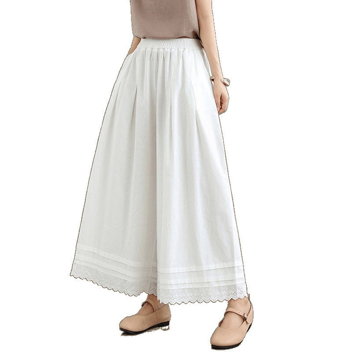 Buddha Stones Commute Simple Lace Design 7-8 Length Damen-Baumwollhose mit weitem Bein und Taschen - image 22