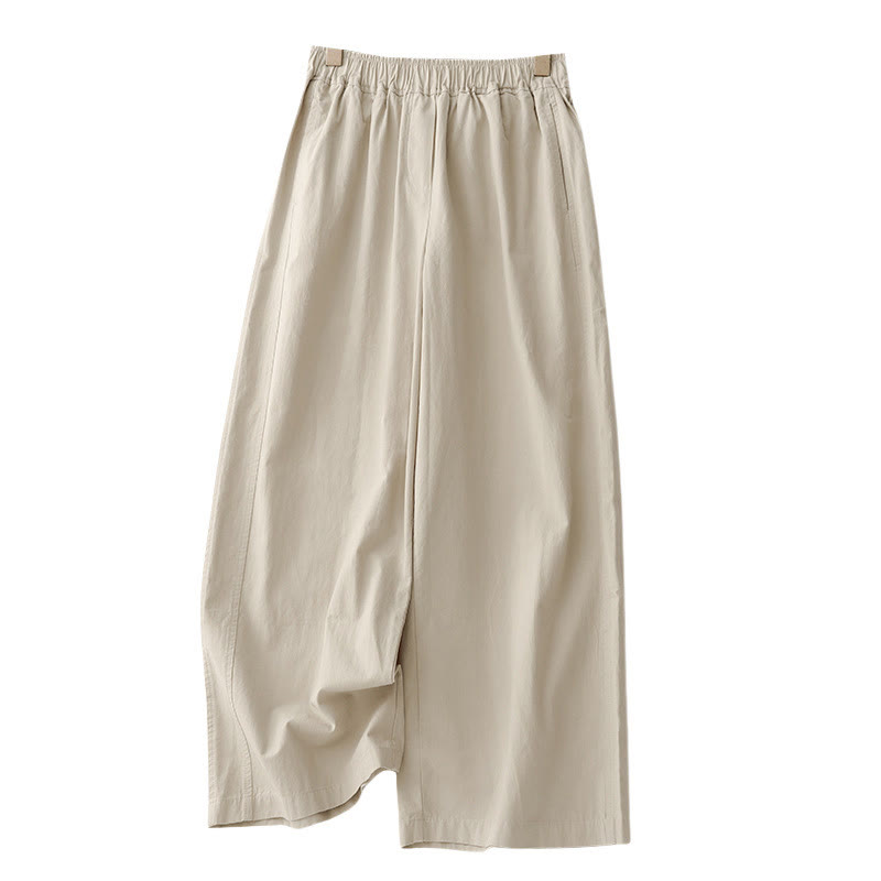 Buddha Stones Spring Commute Einfarbige Damenhose aus Baumwollleinen mit hoher Taille und weitem Bein und Taschen - image 9