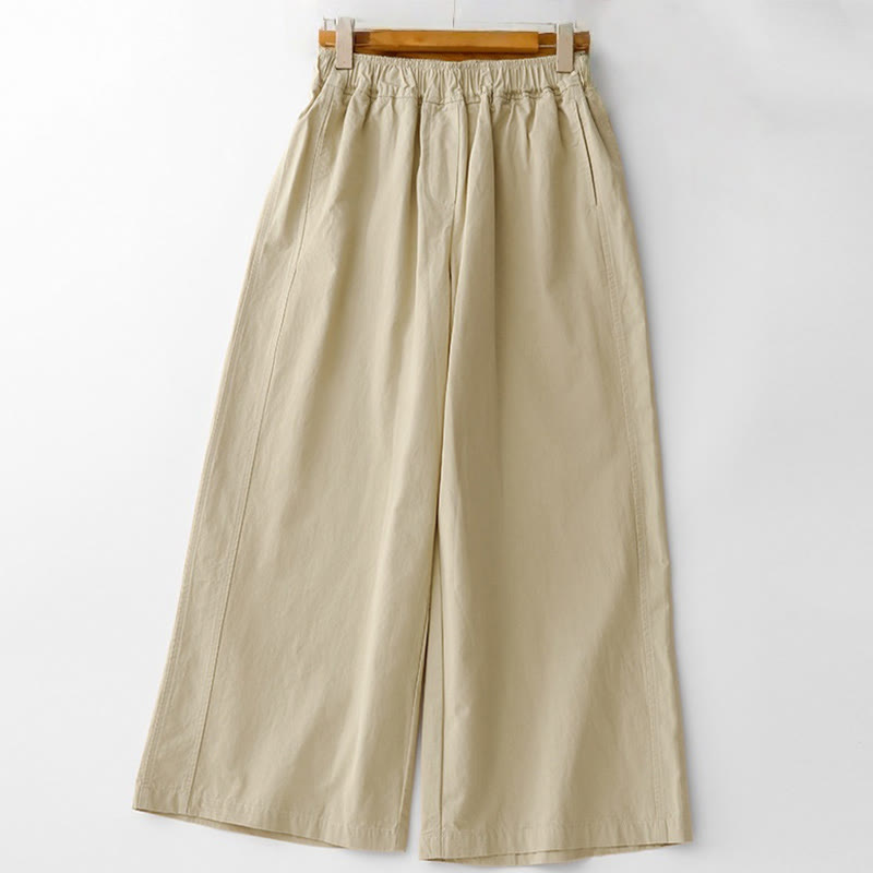 Buddha Stones Spring Commute Einfarbige Damenhose aus Baumwollleinen mit hoher Taille und weitem Bein und Taschen - Blassgoldenrode - US 8-10, UK/AU 12-14, EU 40-42 (2XL) - image 16