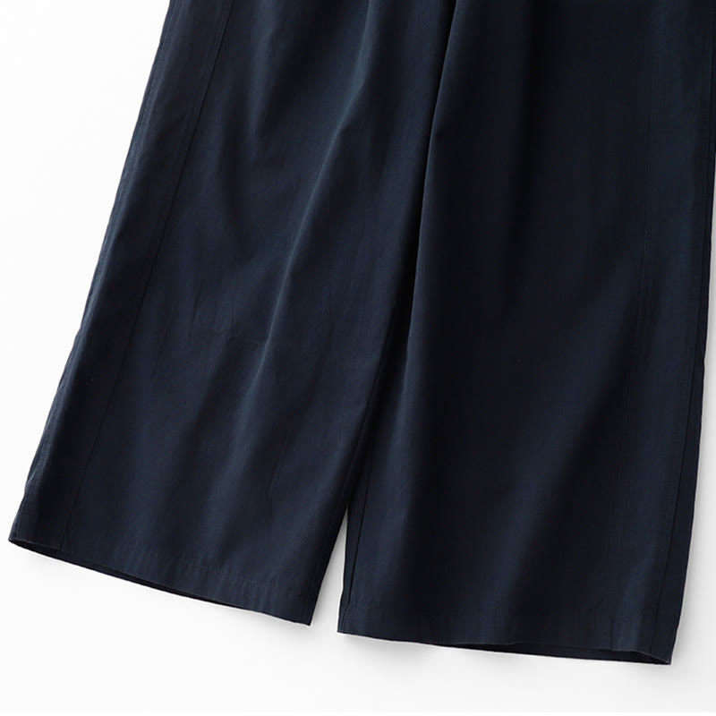 Buddha Stones Spring Commute Einfarbige Damenhose aus Baumwollleinen mit hoher Taille und weitem Bein und Taschen - image 16