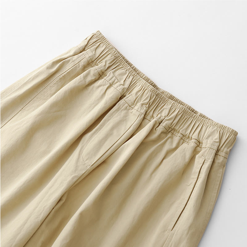 Buddha Stones Spring Commute Einfarbige Damenhose aus Baumwollleinen mit hoher Taille und weitem Bein und Taschen - image 18