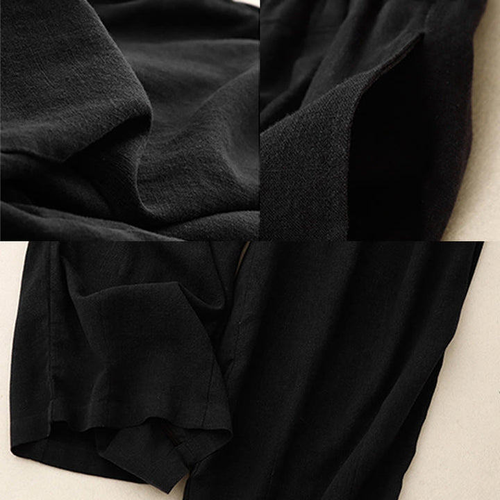 Buddha Stones Commute Vintage Einfarbige Damenhose aus Baumwolle mit weitem Bein und Taschen - image 18