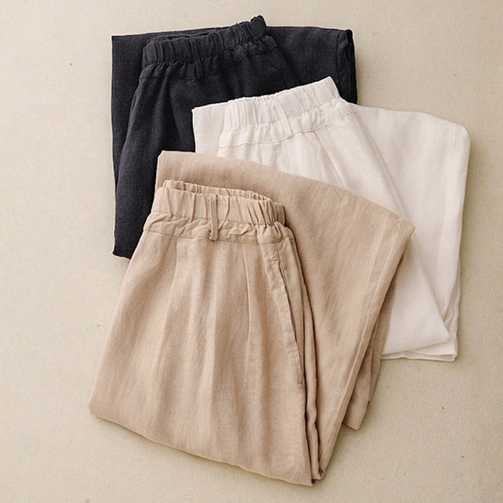 Buddha Stones Commute Vintage Einfarbige Damenhose aus Baumwolle mit weitem Bein und Taschen - image 23