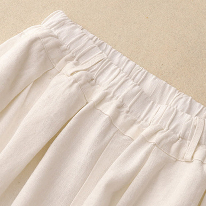 Buddha Stones Commute Vintage Einfarbige Damenhose aus Baumwolle mit weitem Bein und Taschen - image 11