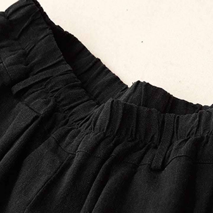Buddha Stones Commute Vintage Einfarbige Damenhose aus Baumwolle mit weitem Bein und Taschen - image 17