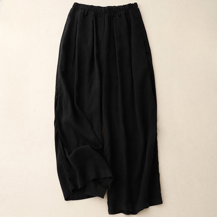 Buddha Stones Commute Vintage Einfarbige Damenhose aus Baumwolle mit weitem Bein und Taschen - Schwarz - US 8-10, UK/AU 12-14, EU 40-42 (2XL) - image 15