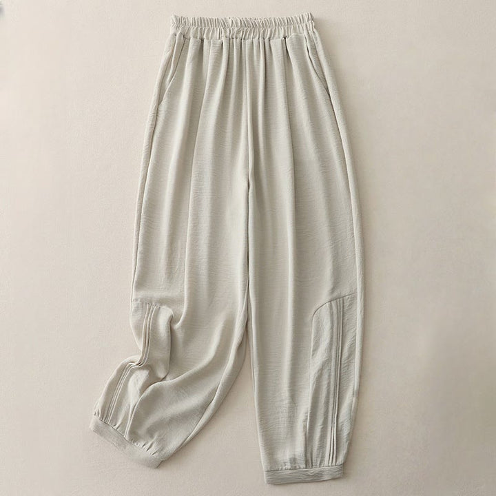Buddha Stones Sommer-Pendelhose, schlichtes Plissee-Design, Länge 7–8, Damen-Haremshose aus Baumwollleinen mit Taschen - Leinen - US8-10, UK/AU12-14, EU40-42 (2XL) - image 3