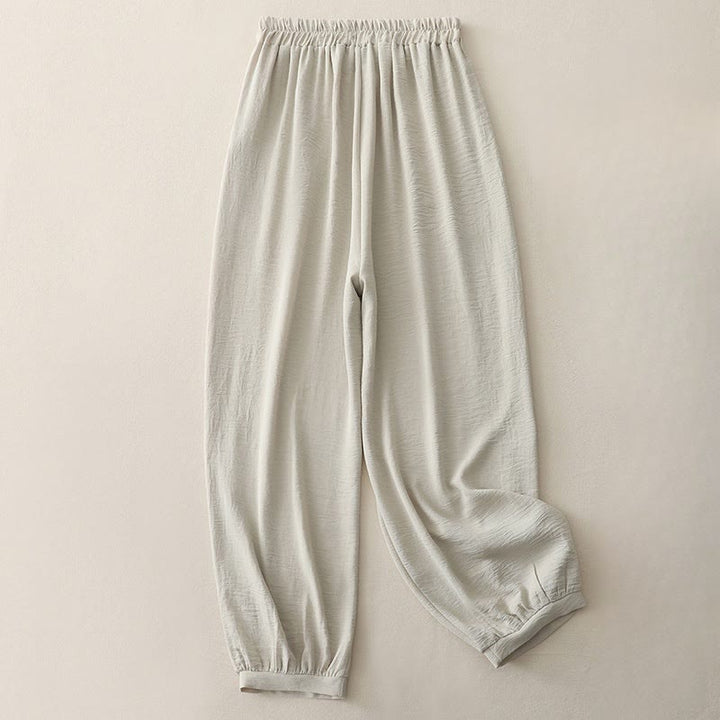 Buddha Stones Sommer-Pendelhose, schlichtes Plissee-Design, Länge 7–8, Damen-Haremshose aus Baumwollleinen mit Taschen - image 4