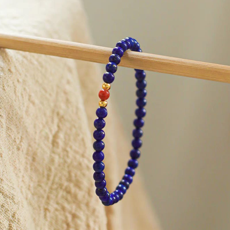 Buddha Stones Kleines Lazurite Zinnober Ultradünne Perlen Positives Armband - image 2