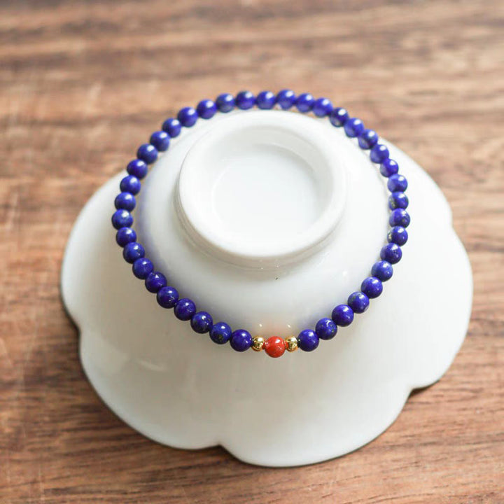 Buddha Stones Kleines Lazurite Zinnober Ultradünne Perlen Positives Armband - Lapislazuli (Handgelenkumfang: 5,5–5,9 Zoll) - image 1