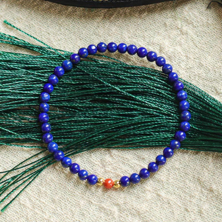 Buddha Stones Kleines Lazurite Zinnober Ultradünne Perlen Positives Armband - image 3