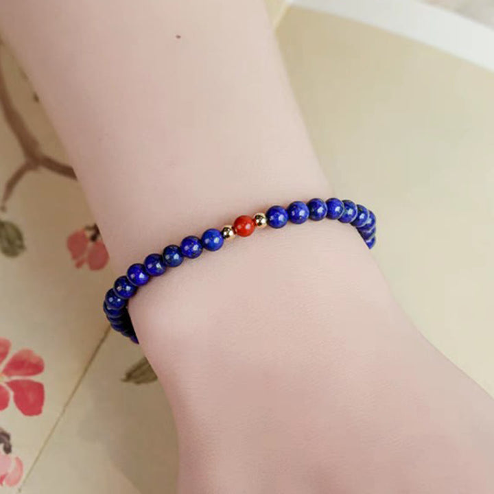 Buddha Stones Kleines Lazurite Zinnober Ultradünne Perlen Positives Armband - image 4