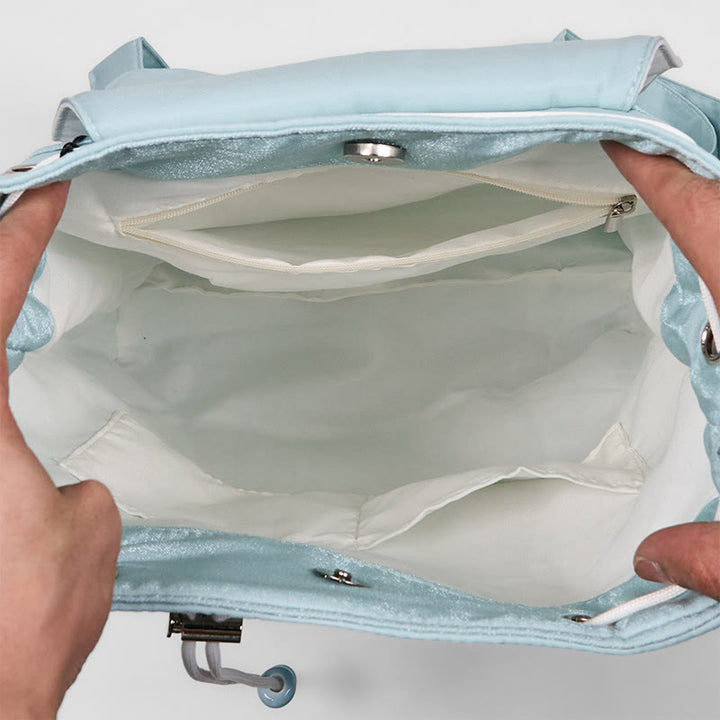 Handgemachter Canvas-Rucksack mit Buddha Stones und blauer Epiphyllum-Stickerei, große Kapazität