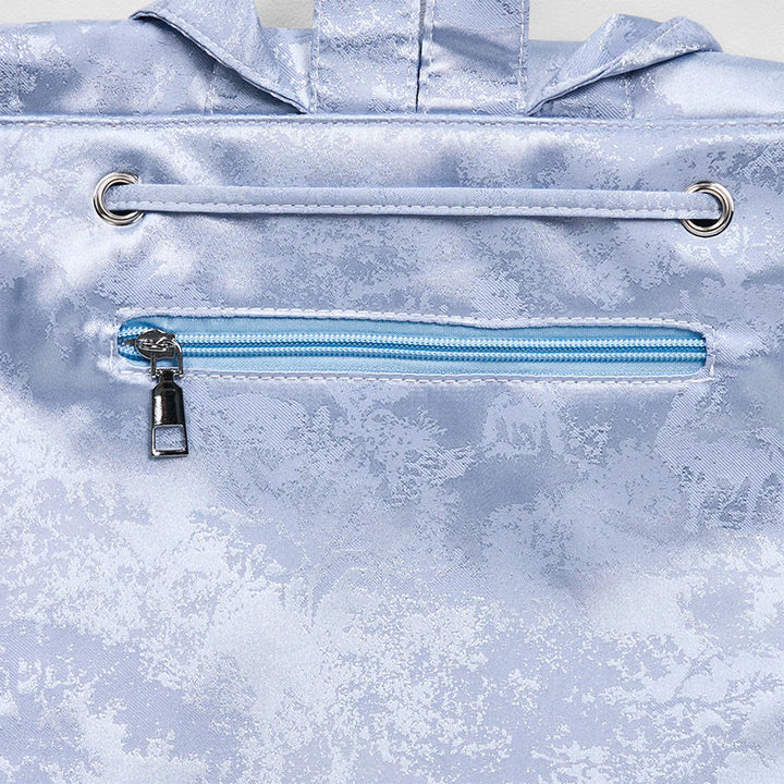 Buddha Stones Handgefertigter Rucksack aus Polyester-Baumwolle mit blauer Kamelie-Stickerei und großer Kapazität