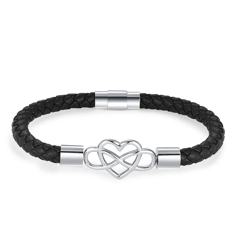 Armband mit Buddha Stones, endloser Knoten, Herz, Leder, Titanstahl, Stärkeschnalle - image 2
