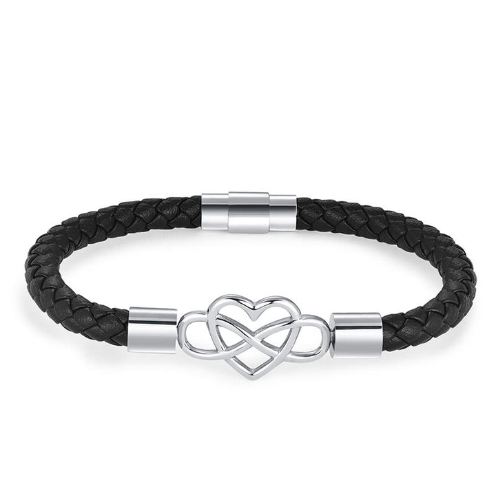 Armband mit Buddha Stones, endloser Knoten, Herz, Leder, Titanstahl, Stärkeschnalle - image 2