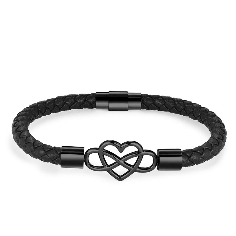 Armband mit Buddha Stones, endloser Knoten, Herz, Leder, Titanstahl, Stärkeschnalle - Schwarz (Handgelenkumfang: 17–19 cm) - image 5