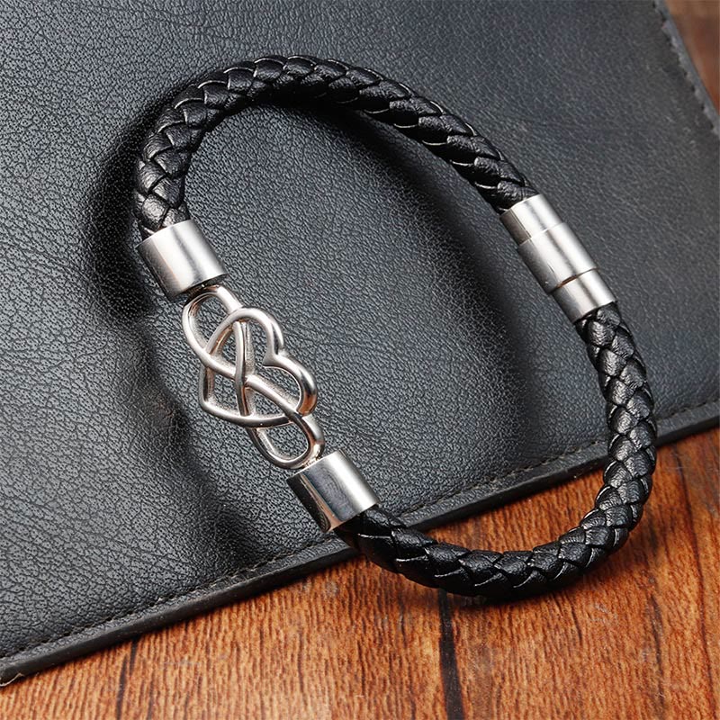 Armband mit Buddha Stones, endloser Knoten, Herz, Leder, Titanstahl, Stärkeschnalle - image 4