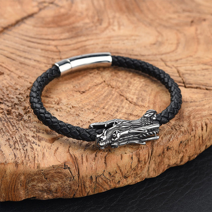 Buddha Stones Drachenleder Titanstahl Stärke Schnalle Armband - 23 cm - image 1