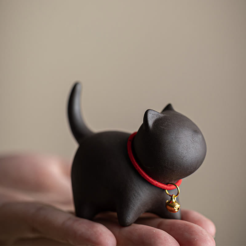 Buddha Stones ​​Mini Schöne Rote Seil Glocke Katze Tee Haustier Lila Ton Figurine Schreibtisch Dekoration - image 11