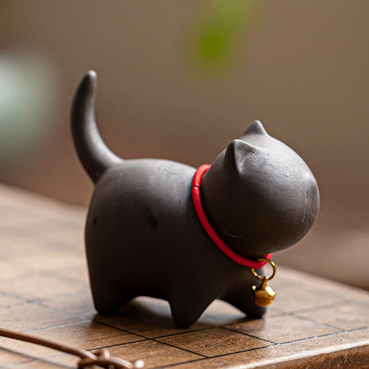 Buddha Stones ​​Mini Schöne Rote Seil Glocke Katze Tee Haustier Lila Ton Figurine Schreibtisch Dekoration - image 8