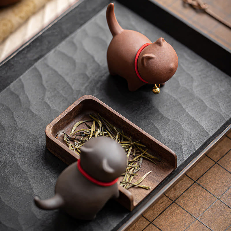 Buddha Stones ​​Mini Schöne Rote Seil Glocke Katze Tee Haustier Lila Ton Figurine Schreibtisch Dekoration - image 11