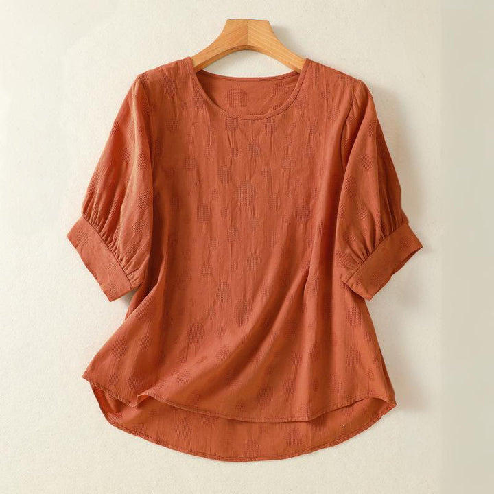 Buddha Stones Plain Rundhals-Design Damen Baumwolle Lose Kurzarm Shirt - DunkelOrange - US8-10， UK/AU12-14，EU40-42 (2XL) - image 7